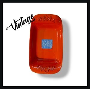 RARE Cerutil Vintage Handmade Red Floral Baking+Serving Dish